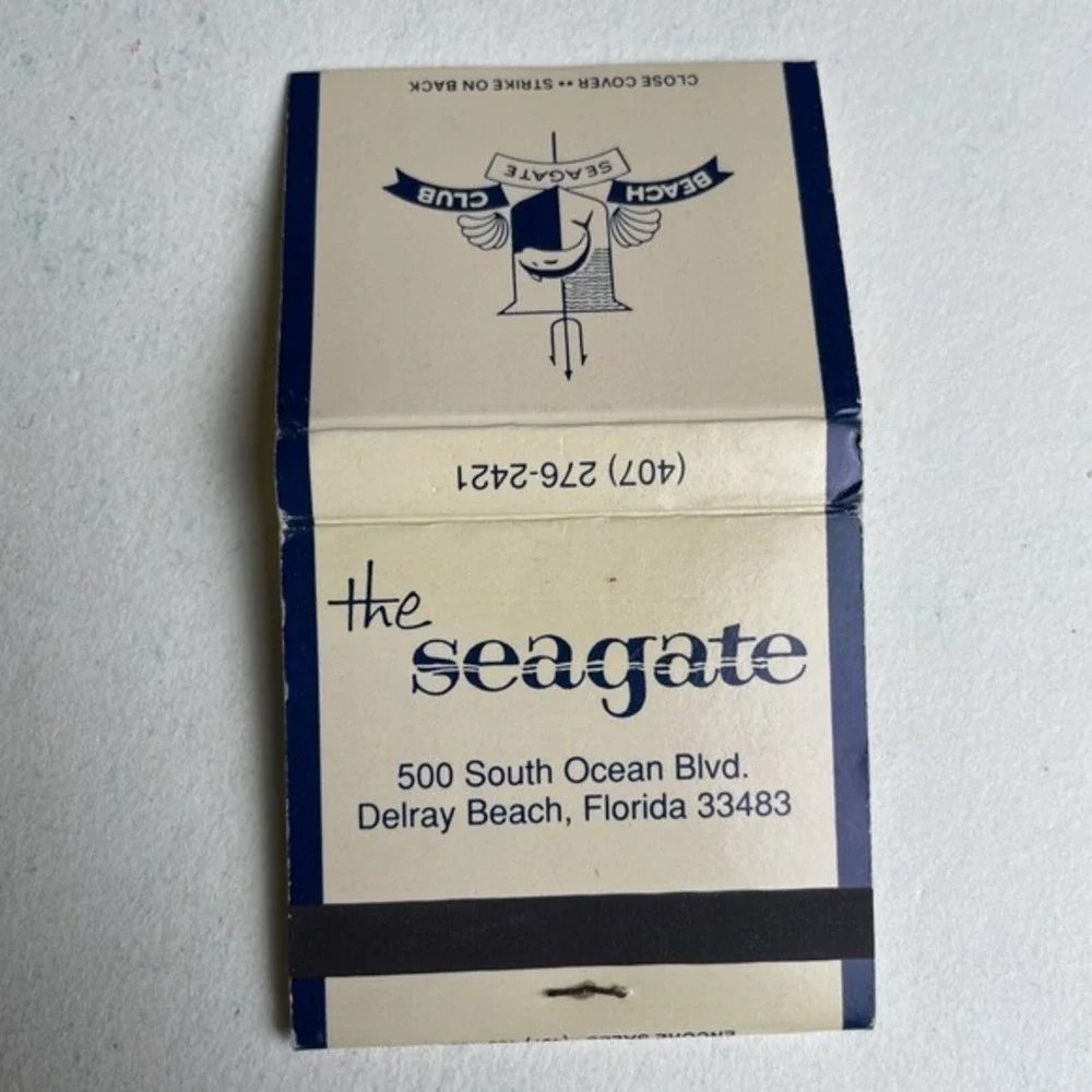 Vintage Matchbook Collectible Ephemera‎ Delray Beach Florida Seagate club